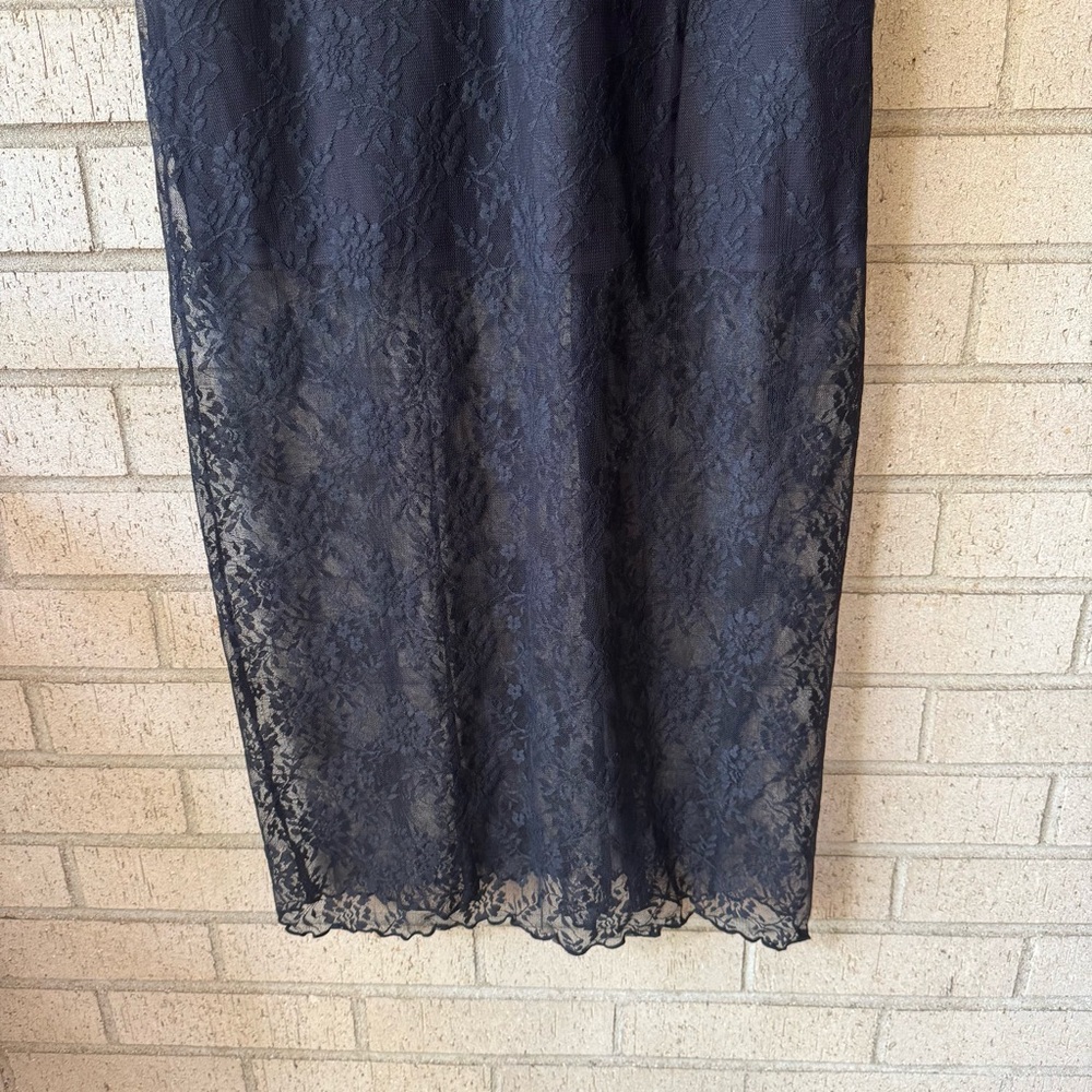 H&M Black Lace Bodycon Sheer Slip Dress | Witchy Romantic Whimsigoth | Medium - Picture 4 of 6